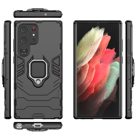 For Samsung Galaxy S23 Ultra 5G Magnetic Ring Holder PC + TPU Phone Case(Black) - Galaxy S23 Ultra 5G Cases by buy2fix | Online Shopping UK | buy2fix