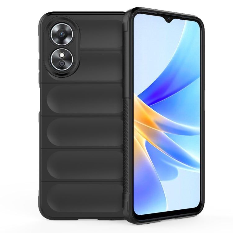 For OPPO A17 4G Global Magic Shield TPU + Flannel Phone Case(Black) - OPPO Cases by buy2fix | Online Shopping UK | buy2fix
