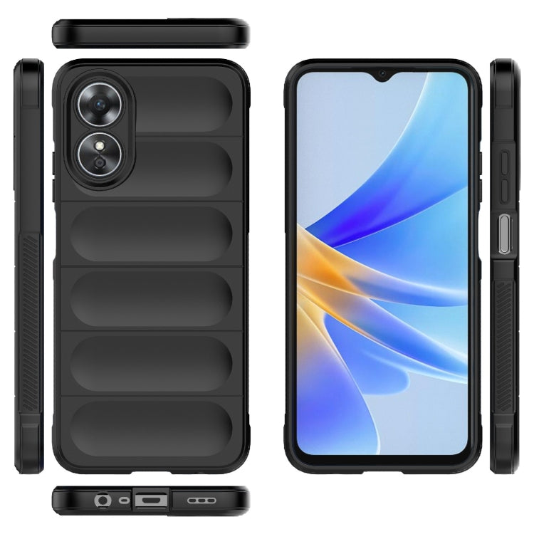 For OPPO A17 4G Global Magic Shield TPU + Flannel Phone Case(Black) - OPPO Cases by buy2fix | Online Shopping UK | buy2fix