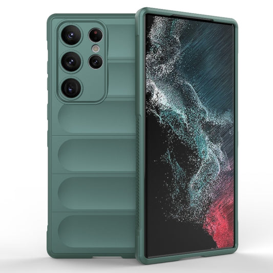 For Samsung Galaxy S23 Ultra 5G Magic Shield TPU + Flannel Phone Case(Dark Green) - Galaxy S23 Ultra 5G Cases by buy2fix | Online Shopping UK | buy2fix