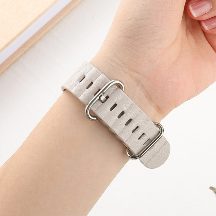 Ocean Style Leather Watch Strap For Apple Watch Ultra 49mm / Series 8&7 45mm / SE 2&6&SE&5&4 44mm / 3&2&1 42mm(Golden Brown) by buy2fix