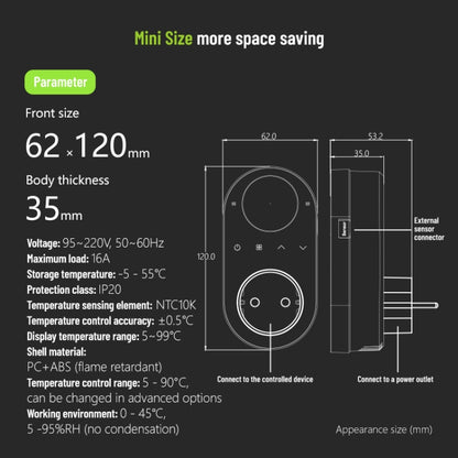 BHT12-CW Plug-in LCD Thermostat With WiFi, EU Plug(White) - Thermostat & Thermometer by buy2fix | Online Shopping UK | buy2fix
