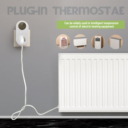 BHT12-C Plug-in LCD Thermostat Without WiFi, EU Plug(White) - Thermostat & Thermometer by buy2fix | Online Shopping UK | buy2fix