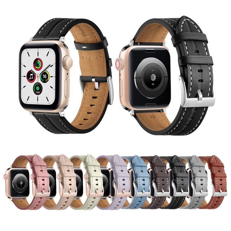 Fluted Leather Strap For Apple Watch Series 8&7 41mm / SE 2&6&SE&5&4 40mm / 3&2&1 38mm(Purple) by buy2fix