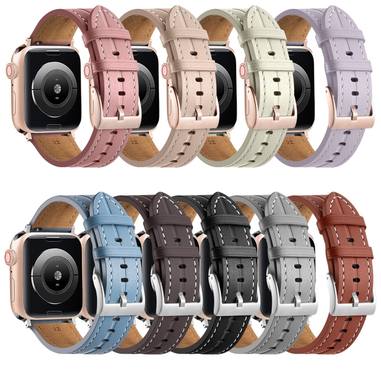 Fluted Leather Strap For Apple Watch Series 8&7 41mm / SE 2&6&SE&5&4 40mm / 3&2&1 38mm(Purple) by buy2fix