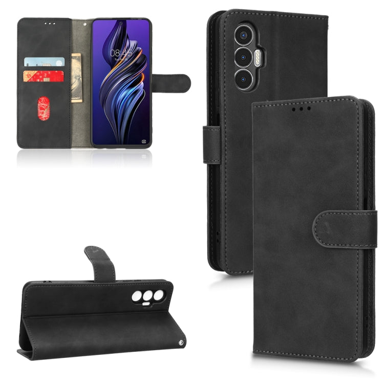 For Tecno Pova 3 Skin Feel Magnetic Flip Leather Phone Case(Black) by buy2fix