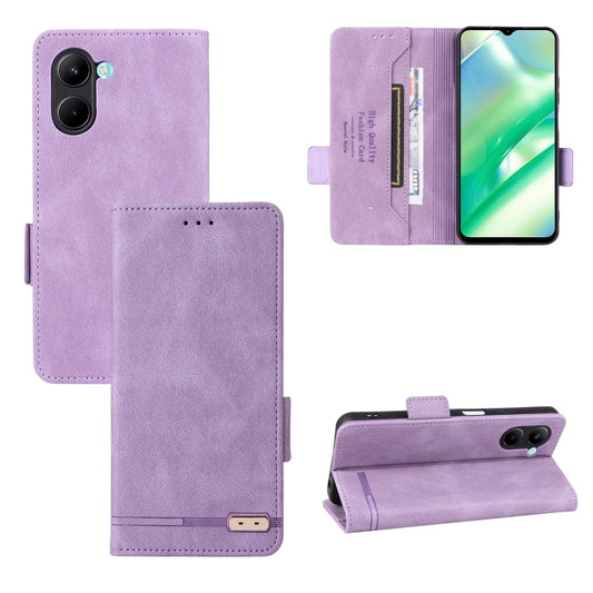 For Realme C33 Magnetic Clasp Leather Phone Case(Purple) - Realme Cases by buy2fix | Online Shopping UK | buy2fix