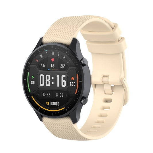 For Xiaomi Watch Color 22mm Small Plaid Texture Silicone Wrist Strap Watchband(Beige) - Watch Bands by buy2fix | Online Shopping UK | buy2fix