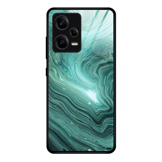 Pour Xiaomi Redmi Note 12 Pro 5G Étui de téléphone en verre à motif de marbre de Chine (vagues d'eau)