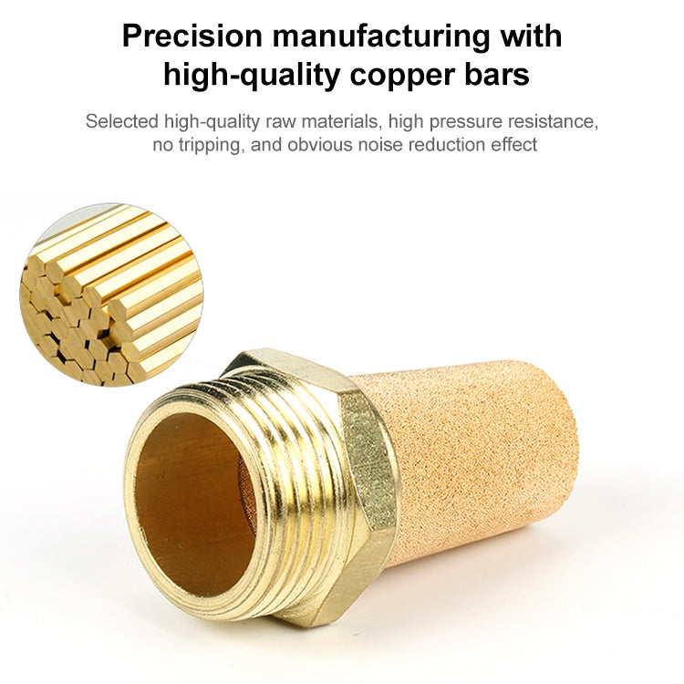 LAIZE 10pcs Half Copper Long Pneumatic Muffler, Caliber:1 Point - Interface Series by LAIZE | Online Shopping UK | buy2fix