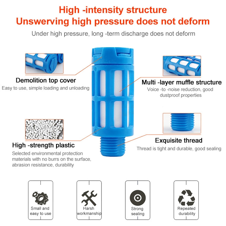 LAIZE Plastic Pneumatic Muffler, Caliber:2 Point(Blue) - Interface Series by LAIZE | Online Shopping UK | buy2fix