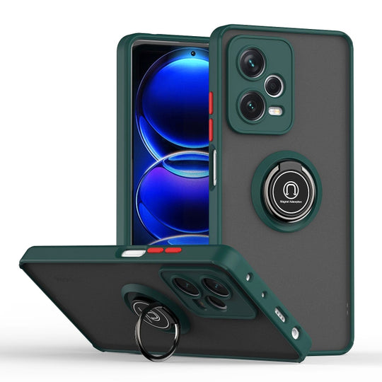 Pour Xiaomi Redmi Note 12 Pro + China Q Shadow 1 Series TPU + PC Ring Holder Phone Case (Vert foncé)