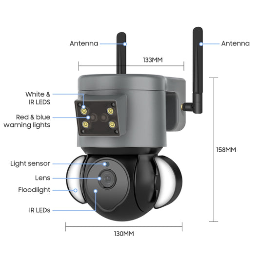 ST-429-4M-TY-4G 4MP 4G Smart Security Floodlight Camera Support Two-way Audio / Night Vision, EU 4G Frequency - Dome Camera by buy2fix | Online Shopping UK | buy2fix