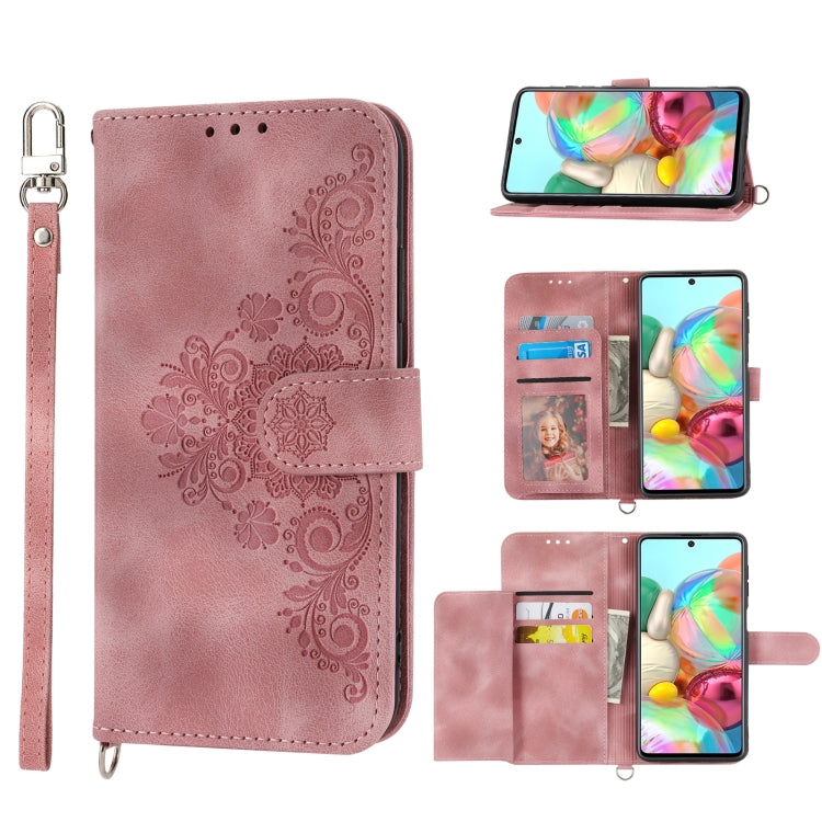 For Nothing Phone 1 Skin-feel Flowers Embossed Wallet Leather Phone Case(Pink) - Nothing Cases by buy2fix | Online Shopping UK | buy2fix