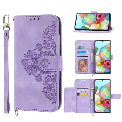 For Nothing Phone 1 Skin-feel Flowers Embossed Wallet Leather Phone Case(Purple) - Nothing Cases by buy2fix | Online Shopping UK | buy2fix