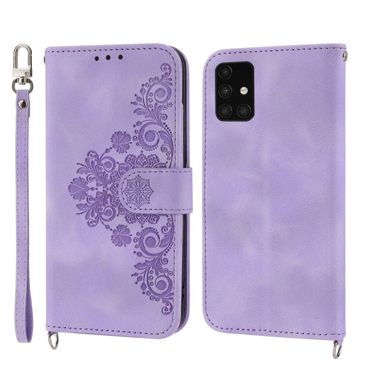 For Nothing Phone 1 Skin-feel Flowers Embossed Wallet Leather Phone Case(Purple) - Nothing Cases by buy2fix | Online Shopping UK | buy2fix