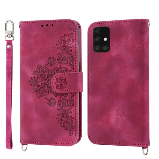 For Nothing Phone 1 Skin-feel Flowers Embossed Wallet Leather Phone Case(Wine Red) - Nothing Cases by buy2fix | Online Shopping UK | buy2fix