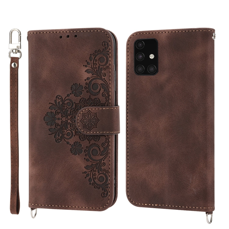 For Nothing Phone 1 Skin-feel Flowers Embossed Wallet Leather Phone Case(Brown) - Nothing Cases by buy2fix | Online Shopping UK | buy2fix