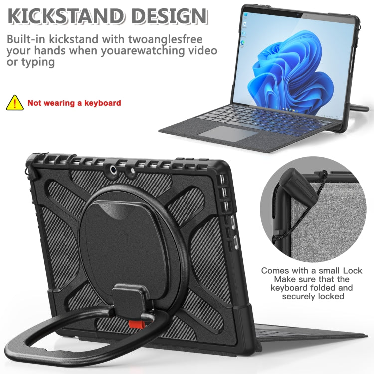 For MicroSoft Surface Pro 9 / 10 / 11 Handle Rotatable Kickstand Shockproof Tablet Case(Black) - Others by buy2fix | Online Shopping UK | buy2fix
