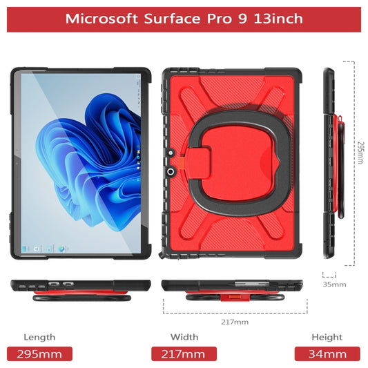For MicroSoft Surface Pro 9 / 10 / 11 Handle Rotatable Kickstand Shockproof Tablet Case(Red) - Others by buy2fix | Online Shopping UK | buy2fix