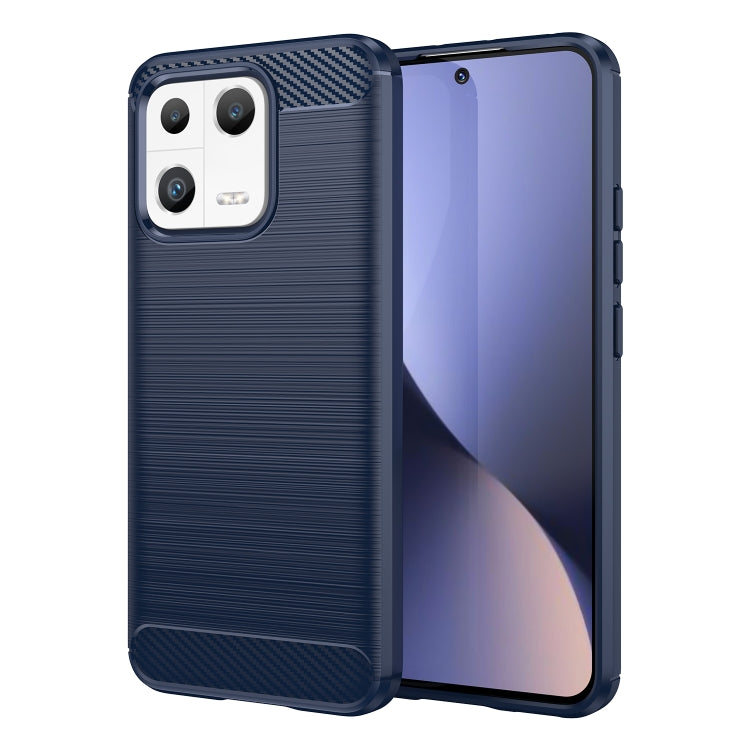 For Xiaomi 13 Brushed Texture Carbon Fiber TPU Phone Case(Blue) - Xiaomi Cases by buy2fix | Online Shopping UK | buy2fix