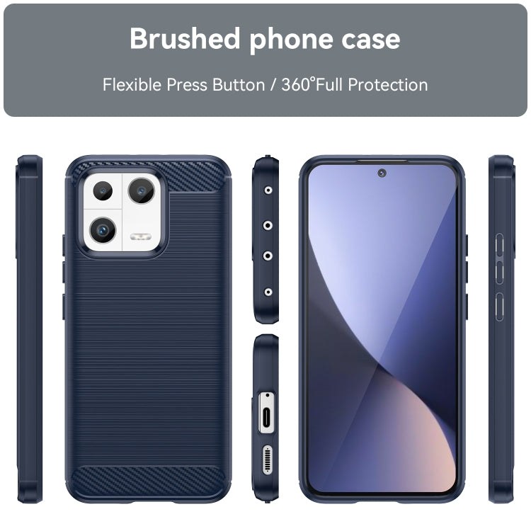 For Xiaomi 13 Brushed Texture Carbon Fiber TPU Phone Case(Blue) - Xiaomi Cases by buy2fix | Online Shopping UK | buy2fix
