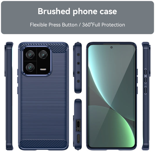 For Xiaomi 13 Pro Brushed Texture Carbon Fiber TPU Phone Case(Blue) - Xiaomi Cases by buy2fix | Online Shopping UK | buy2fix