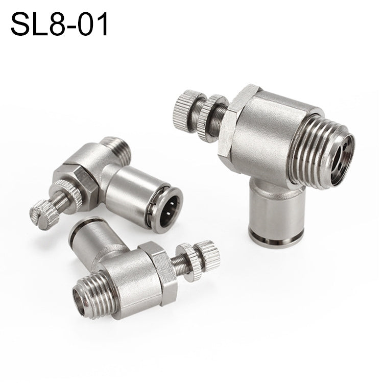 SL8-01 LAIZE Nickel Plated Copper Male Thread Throttle Valve Pneumatic Connector - Interface Series by LAIZE | Online Shopping UK | buy2fix
