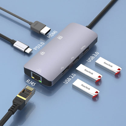 Onten OTN-UC910 USB-C / Type-C Portable Multifunctional HUB Docking Station(Grey) - USB HUB by Onten | Online Shopping UK | buy2fix