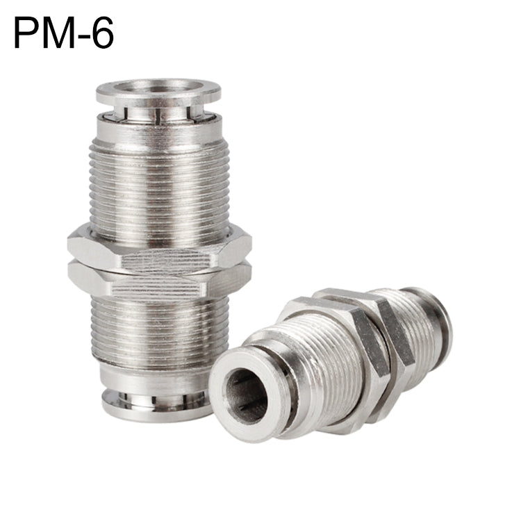 PM-6 LAIZE Nickel Plated Copper Bulkhead Straight Pneumatic Quick Connector - Interface Series by LAIZE | Online Shopping UK | buy2fix