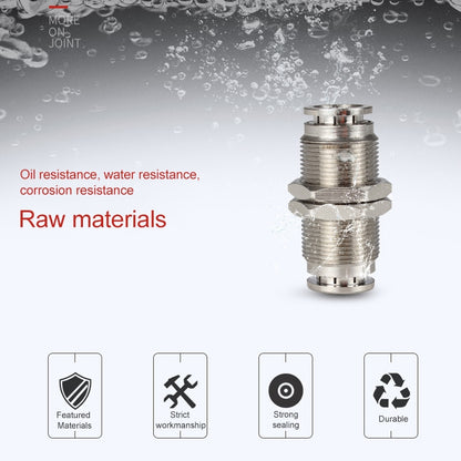 PM-12 LAIZE Nickel Plated Copper Bulkhead Straight Pneumatic Quick Connector - Interface Series by LAIZE | Online Shopping UK | buy2fix