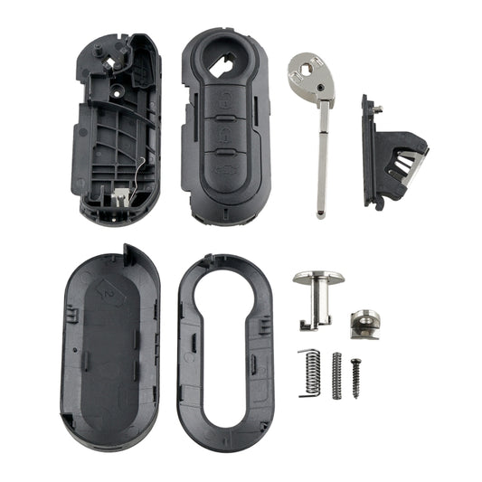 For Fiat 3 Button Folding Car Key Case Remote Control Shell SIP22, Style:Black Switch Button - Car Key Cases by buy2fix | Online Shopping UK | buy2fix