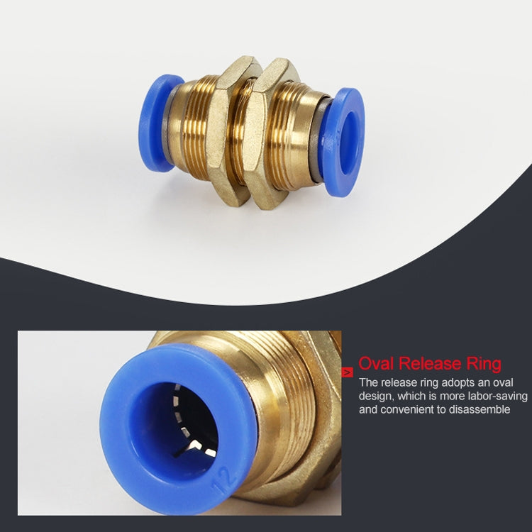 PM-8 LAIZE 2pcsPM Bulkhead Straight Pneumatic Quick Connector - Interface Series by LAIZE | Online Shopping UK | buy2fix