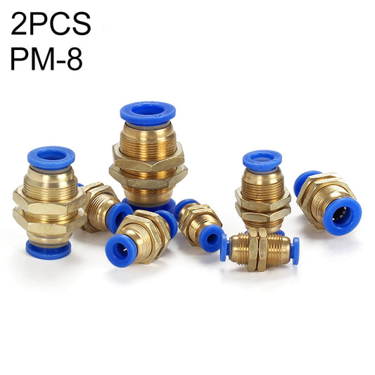 PM-8 LAIZE 2pcsPM Bulkhead Straight Pneumatic Quick Connector - Interface Series by LAIZE | Online Shopping UK | buy2fix