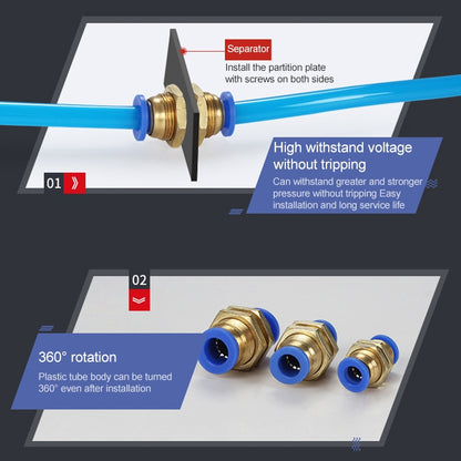 PM-10 LAIZE PM Bulkhead Straight Pneumatic Quick Connector - Interface Series by LAIZE | Online Shopping UK | buy2fix