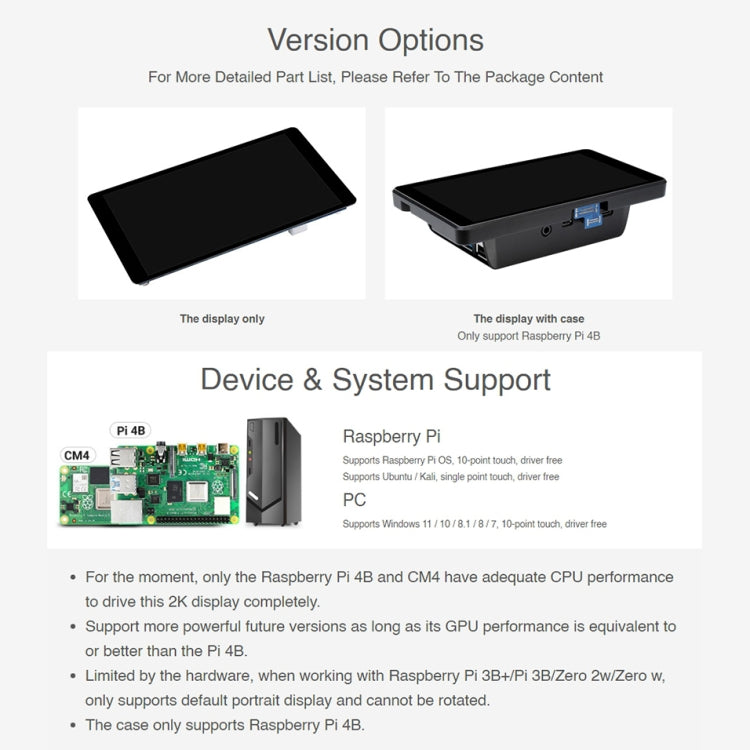 Waveshare Raspberry Pi 5.5 inch 2K Capacitive Touch LCD Display(Black) by WAVESHARE