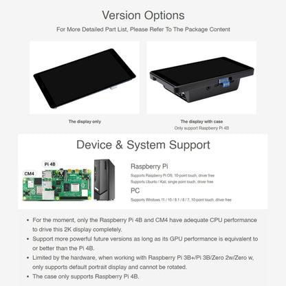 Waveshare Raspberry Pi 5.5 inch 2K Capacitive Touch LCD Display(Black) by WAVESHARE