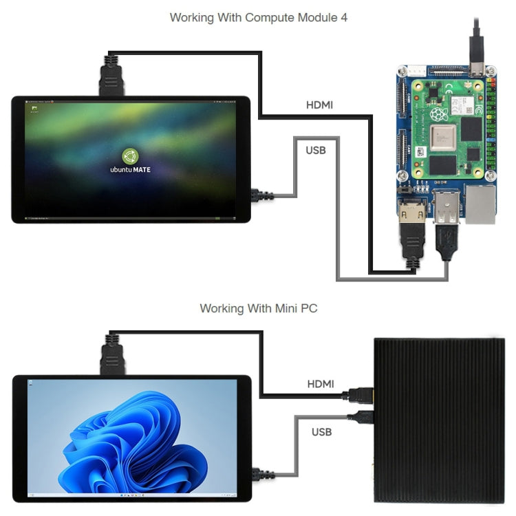 Waveshare Raspberry Pi 5.5 inch 2K Capacitive Touch LCD Display(Black) by WAVESHARE