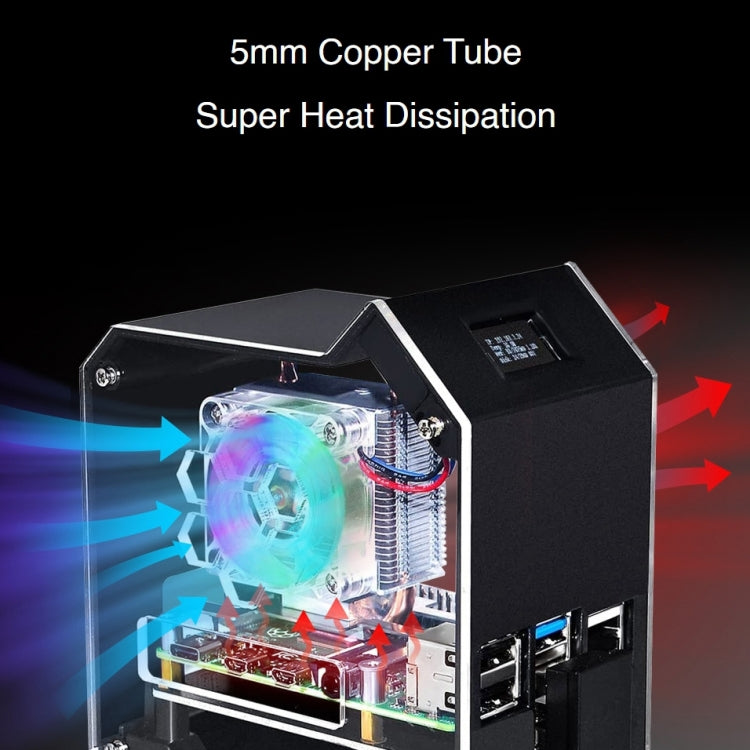 Waveshare Mini Tower NAS Kit for Raspberry Pi 4B Support Up to 2TB M.2 SATA SSD(Black) by WAVESHARE