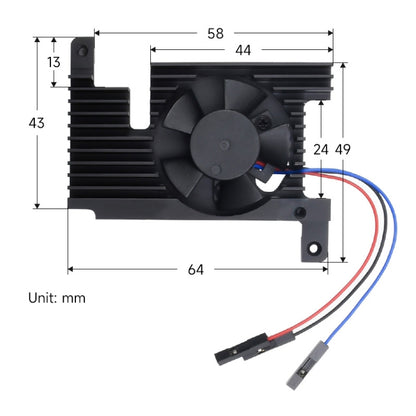 Waveshare Dedicated All-In-One Aluminum Alloy Cooling Fan For Raspberry Pi 4B by WAVESHARE