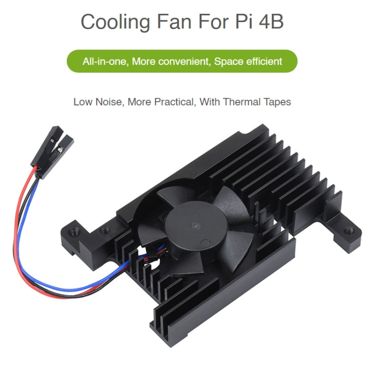 Waveshare Dedicated All-In-One Aluminum Alloy Cooling Fan For Raspberry Pi 4B by WAVESHARE