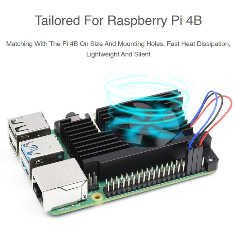Waveshare Dedicated All-In-One Aluminum Alloy Cooling Fan For Raspberry Pi 4B by WAVESHARE