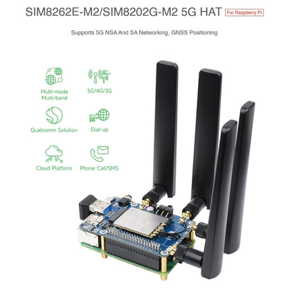 Waveshare SIM8262E-M2/SIM8202G-M2 5G HAT for Raspberry Pi by WAVESHARE