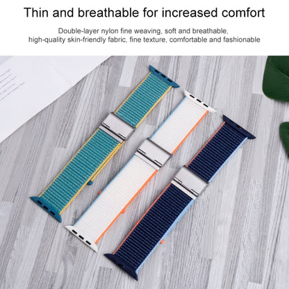Metal Buckle Nylon Strap For Apple Watch Series 8&7 41mm / SE 2&6&SE&5&4 40mm / 3&2&1 38mm(Navy Blue) - Watch Bands by buy2fix | Online Shopping UK | buy2fix