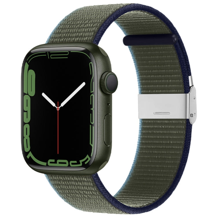Metal Buckle Nylon Strap For Apple Watch Ultra 49mm / Series 8&7 45mm / SE 2&6&SE&5&4 44mm / 3&2&1 42mm(Olive Green) - Watch Bands by buy2fix | Online Shopping UK | buy2fix
