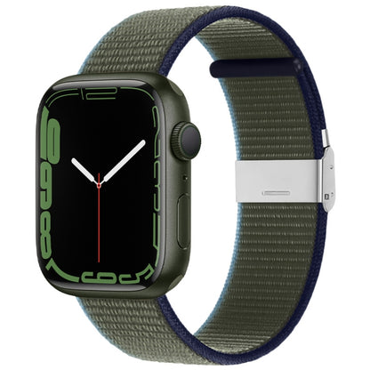 Metal Buckle Nylon Strap For Apple Watch Ultra 49mm / Series 8&7 45mm / SE 2&6&SE&5&4 44mm / 3&2&1 42mm(Olive Green) - Watch Bands by buy2fix | Online Shopping UK | buy2fix