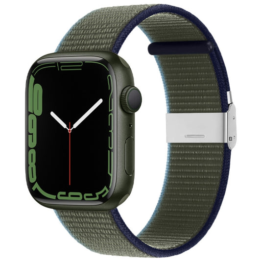 Metal Buckle Nylon Strap For Apple Watch Ultra 49mm / Series 8&7 45mm / SE 2&6&SE&5&4 44mm / 3&2&1 42mm(Olive Green) - Watch Bands by buy2fix | Online Shopping UK | buy2fix