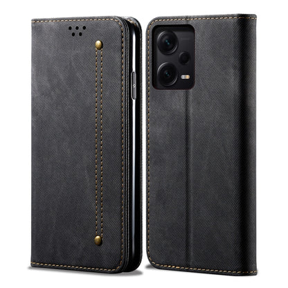 For Xiaomi Redmi Note 12 Pro+ China Denim Texture Leather Phone Case(Black) by buy2fix