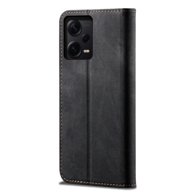 For Xiaomi Redmi Note 12 Pro+ China Denim Texture Leather Phone Case(Black) by buy2fix