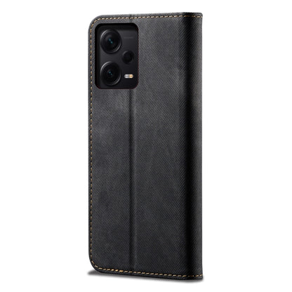For Xiaomi Redmi Note 12 Pro+ China Denim Texture Leather Phone Case(Black) by buy2fix